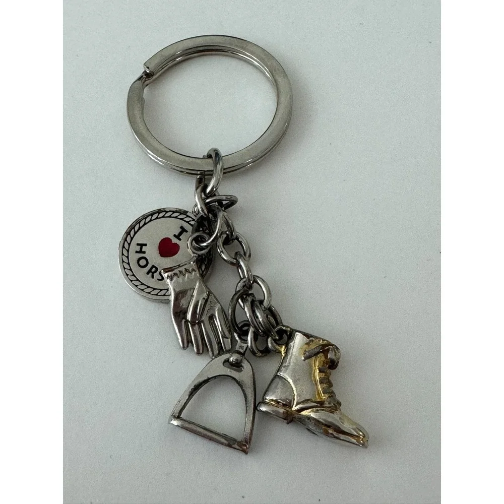 I Love Horses Charm‎ Silver Tone Keychain Key Ring